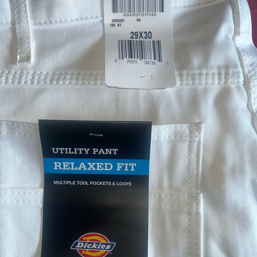 Dickies Utility Pants NWT 29x30 White Relaxed Fit Workwear Carpenter Style - Picture 2 of 7